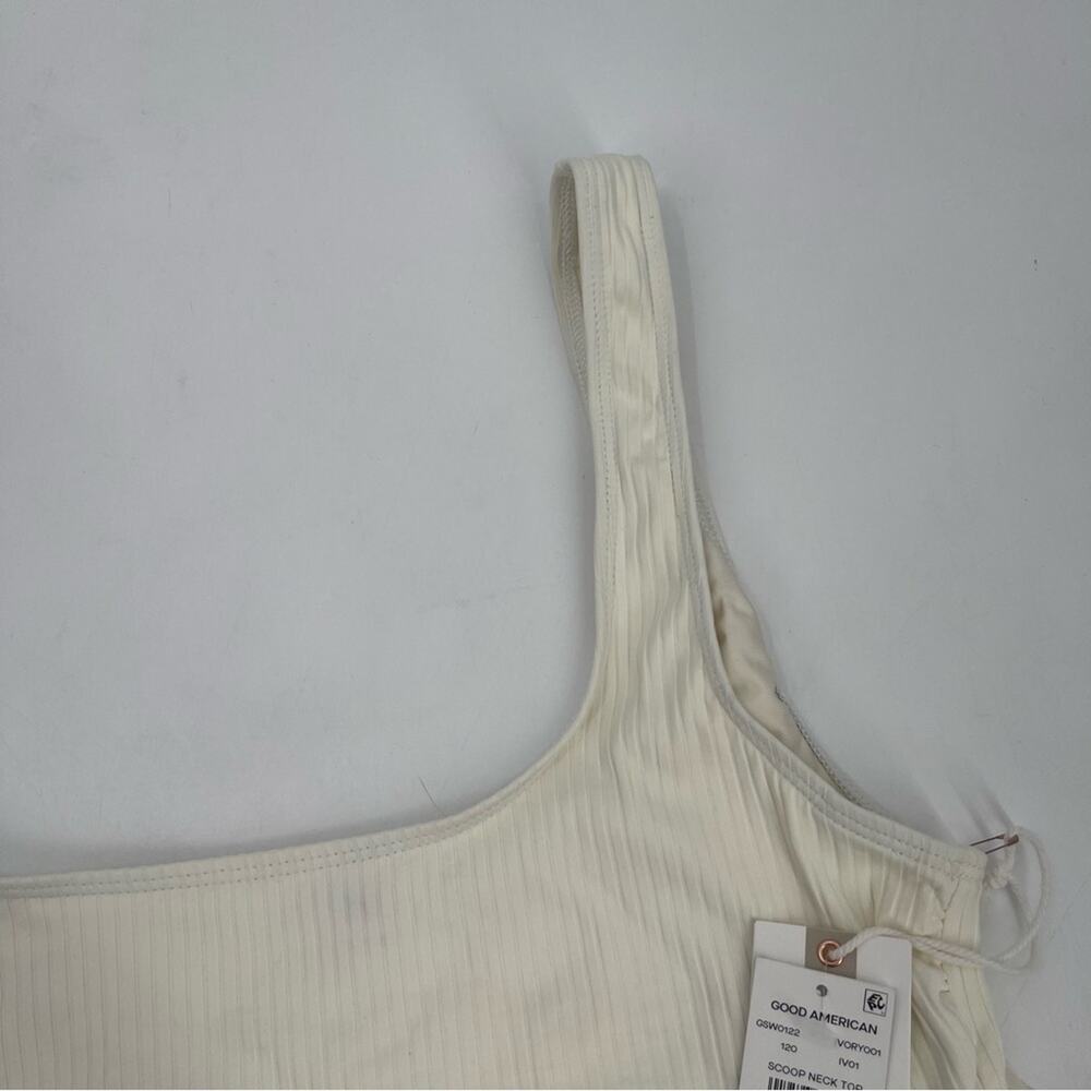 GOOD AMERICAN Bikini Top 2XL Curvy Plus Size Ribbed Scoop Neck Swim Ivory NWT - Picture 9 of 15
